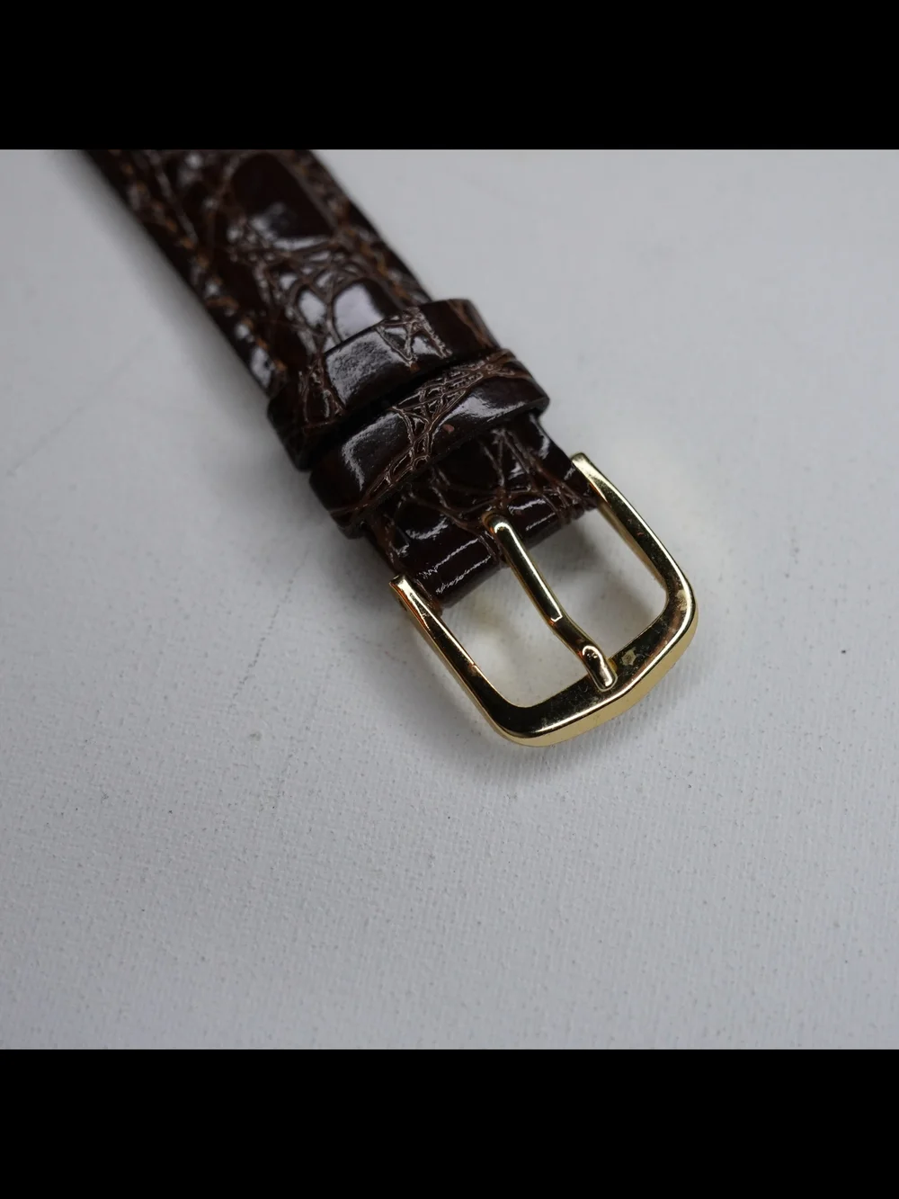Original Seiko CALF-Z18 18mm Brown Crocodile-Embossed Leather Strap Gold Buckle